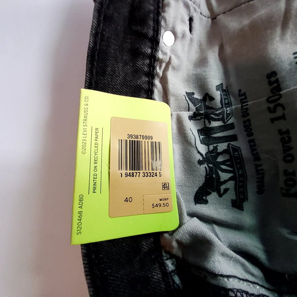 Levis 412 Slim Stretch Black Denim Shorts 9" Inseam Eco Performance Mens Size 40 - Picture 10 of 15